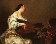 Giuseppe Maria Crespi Woman Playing a Lute Spain oil painting reproduction